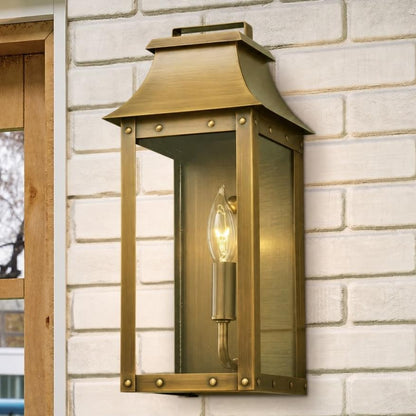 Montague Vintage Brass Outdoor Waterproof Wall Mounted Lantern Sconce