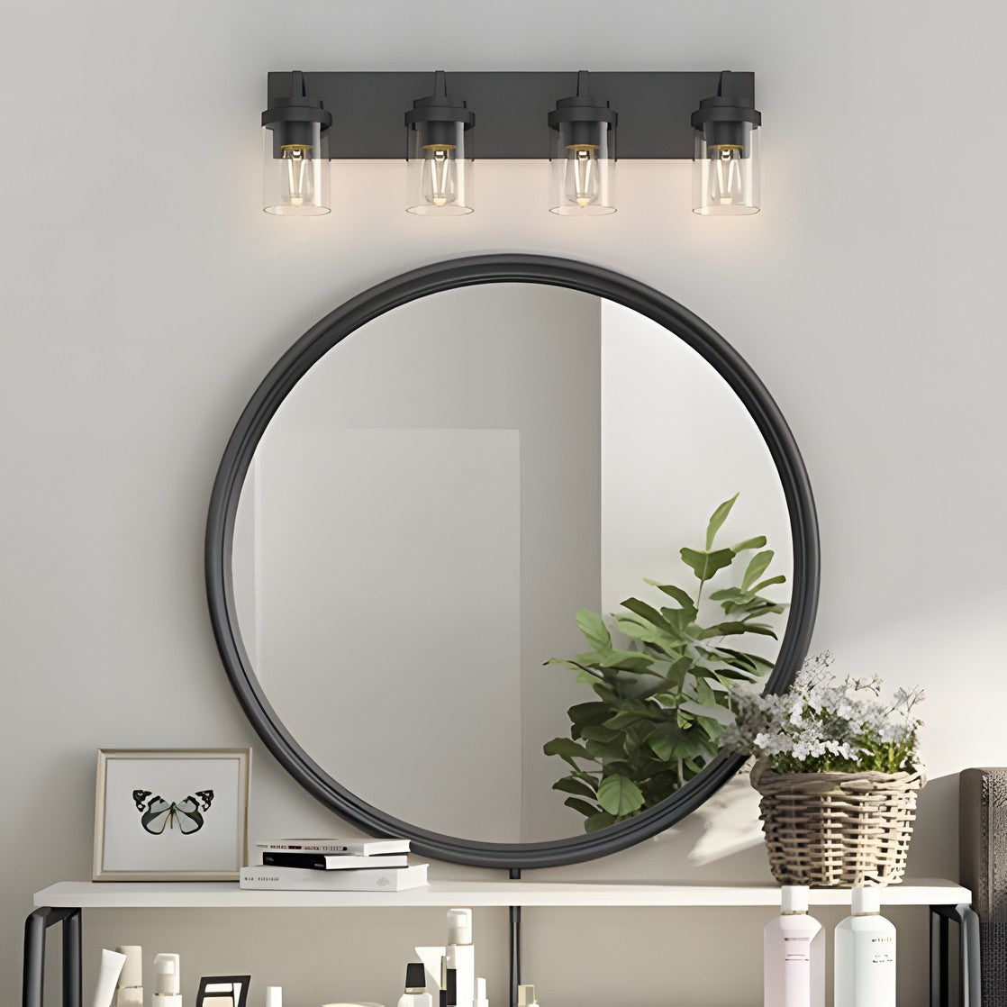 Pyros Farmhouse Clear Glass Cylinder Vanity Wall Light