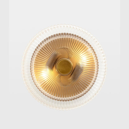 Willa Rustic Round Ribbed Glass Ceiling Light
