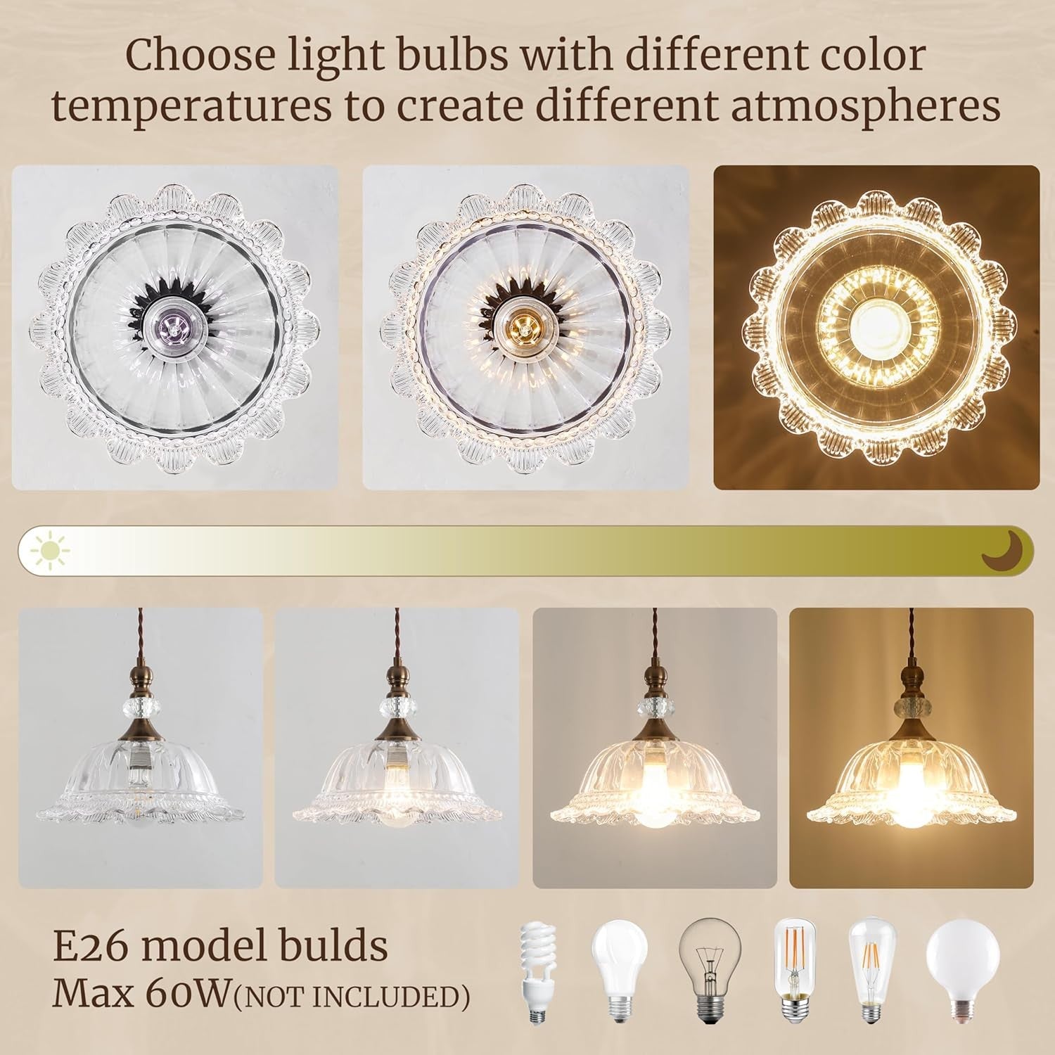 Vilkas Vintage Flower Shaped Glass Pendant Light