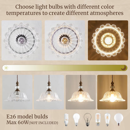 Vilkas Vintage Flower Shaped Glass Pendant Light