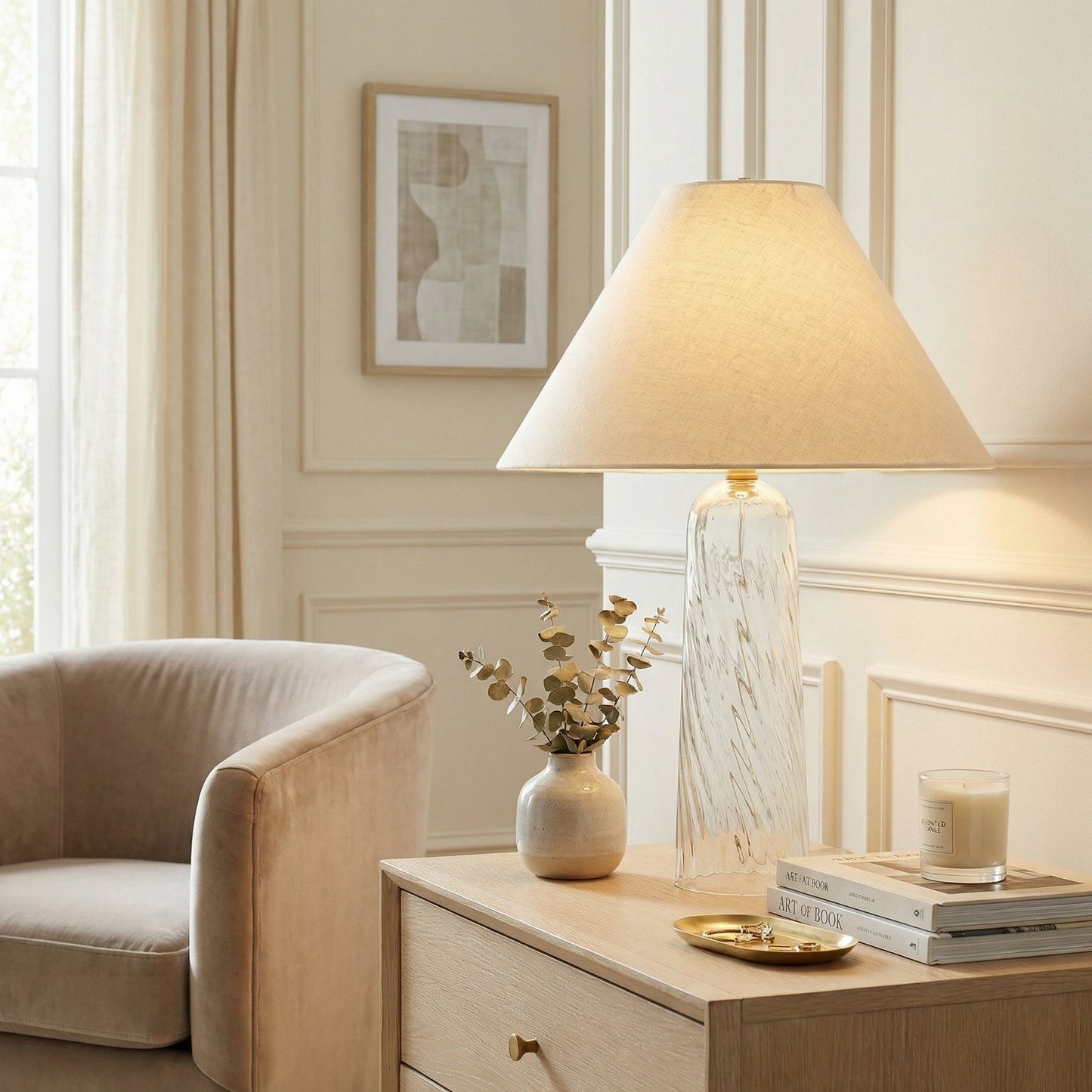 Latham Vintage Glass Bottle Fabric Table Lamp