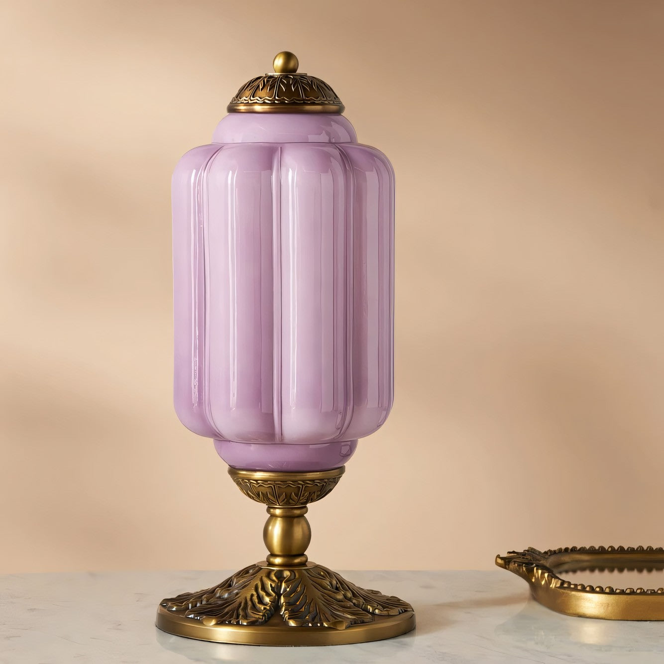 Nexos French Retro Cream Glass Textured Eloise Table Lamp