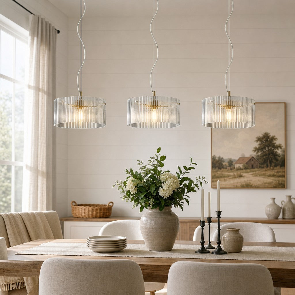 Erisen Farmhouse Ribbed Glass Pendant Light