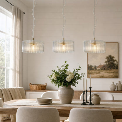Erisen Farmhouse Ribbed Glass Pendant Light