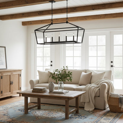 Aria Farmhouse Wrought Iron Lantern Chandelier Light