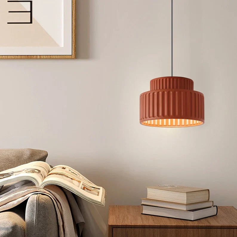 Brisby Striped Frosted Fluted Ceramic Pendant Light