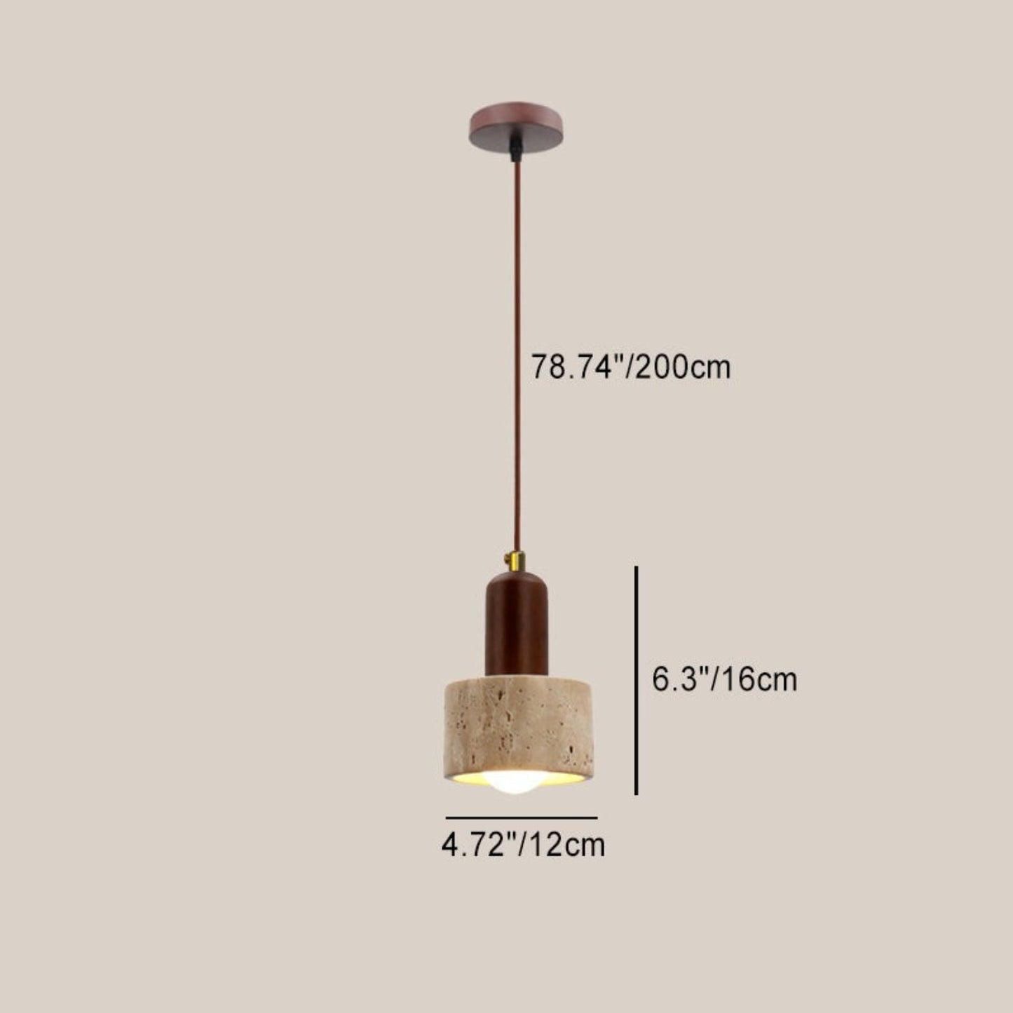 Bowen Wabi-Sabi Mini Travertine Pendant Light