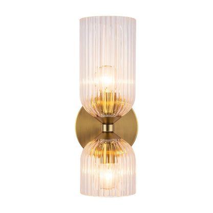 Hytham Rustic Double Tube Ribbed Glass Sconce