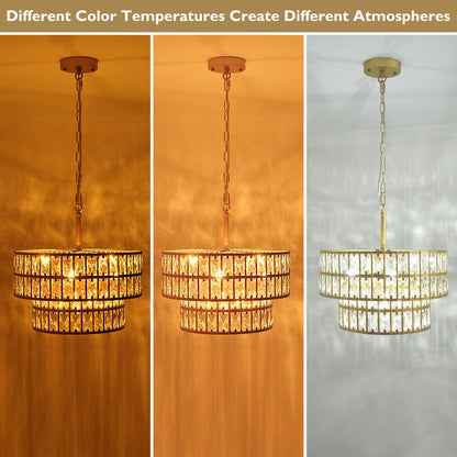 Gracie Luxurious Double Drum Crystal Chandelier