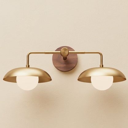 Katya Mid-century Wood Metal Double Dome Wall Sconce