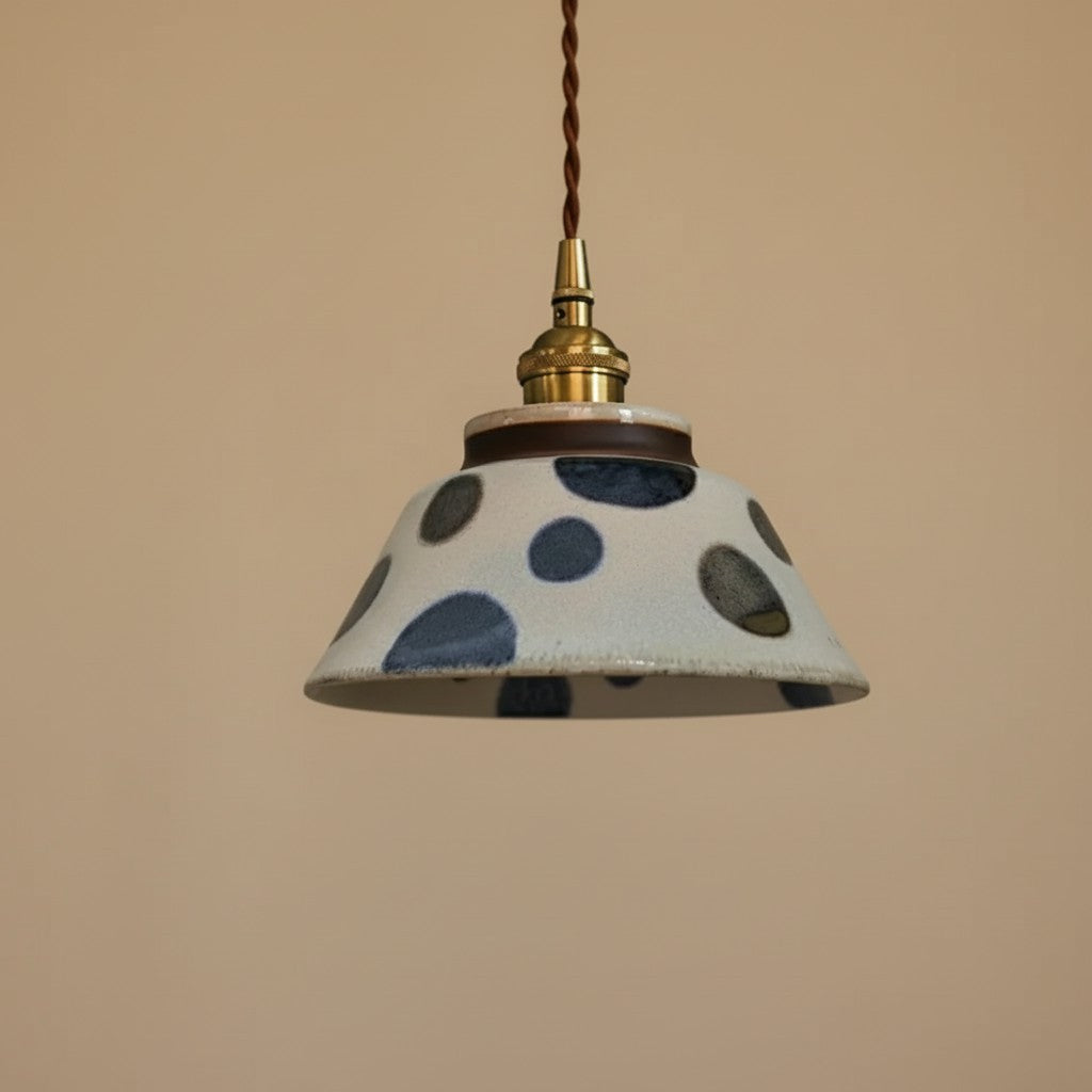 Hussein Vintage Hand-painted Ceramic Pendant Light
