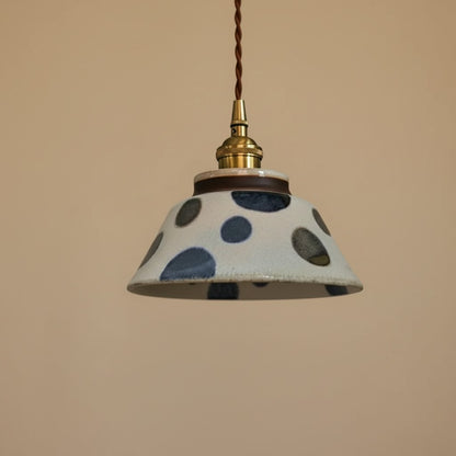 Hussein Vintage Hand-painted Ceramic Pendant Light