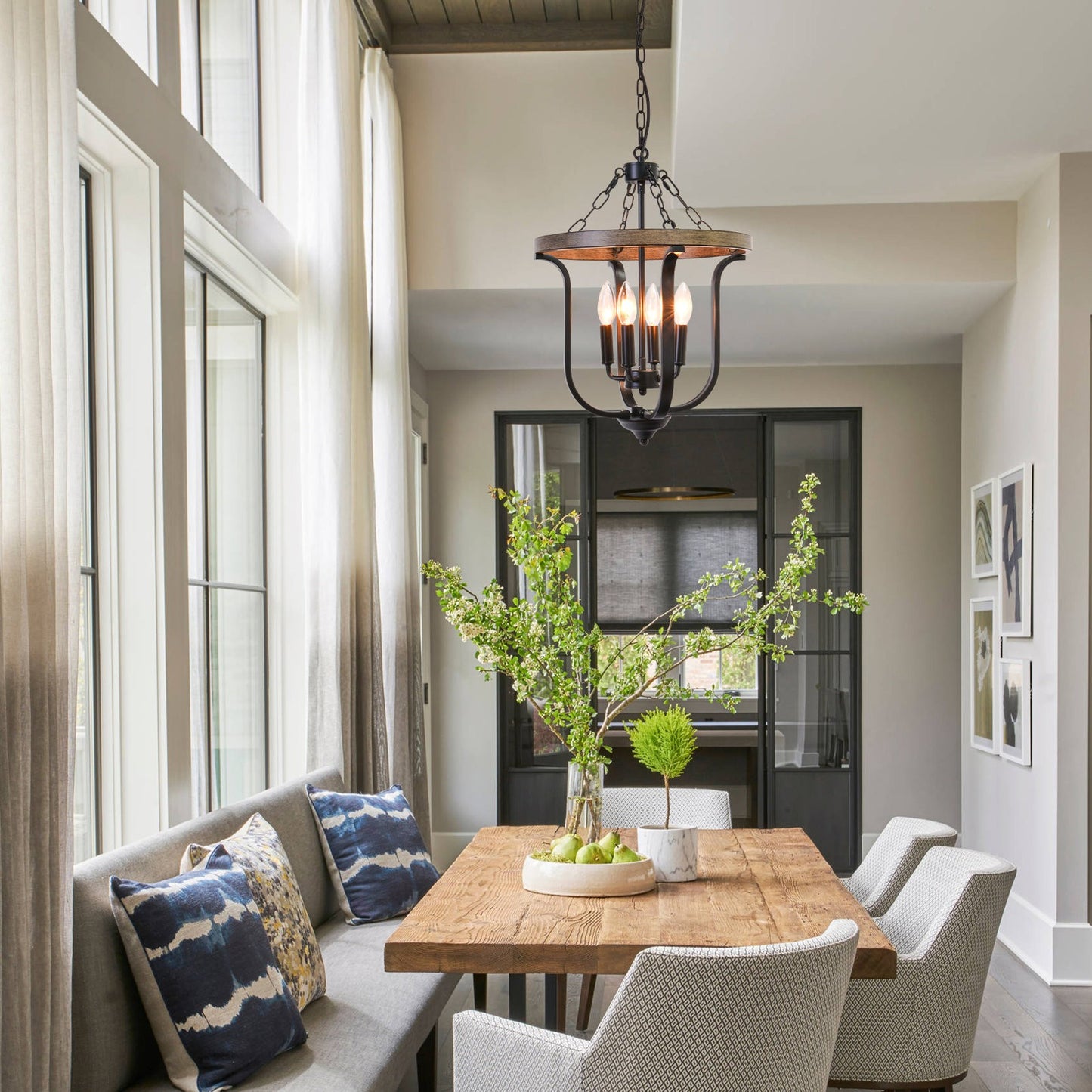 Richardson Industrial Black Wrought Iron Cage Pendant Light