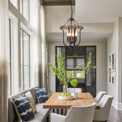 Richardson Industrial Black Wrought Iron Cage Pendant Light