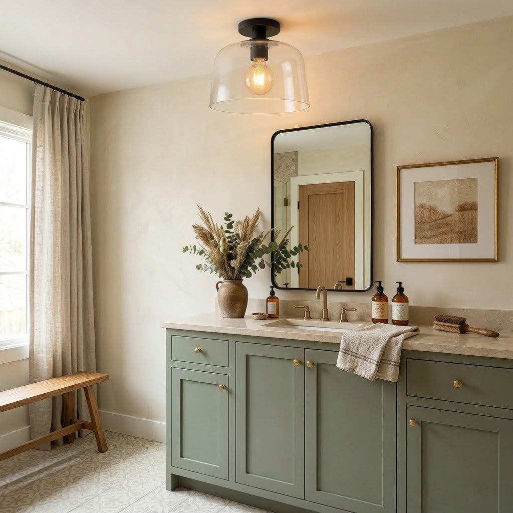Hannahlee ‎Minimalist Glass Semi Flush Mount Ceiling Light