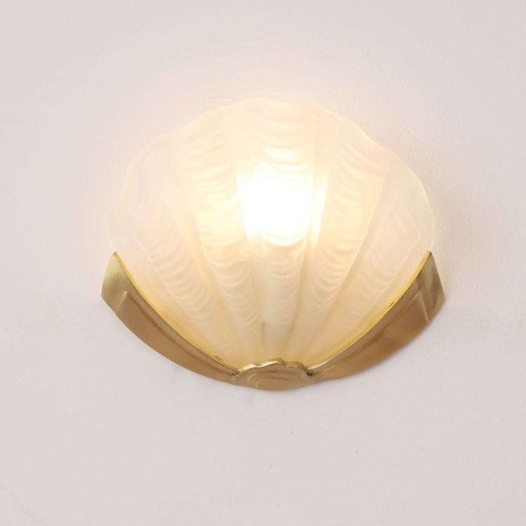 Keaton Modern Art Deco Brass Glass Seashell Wall Sconce
