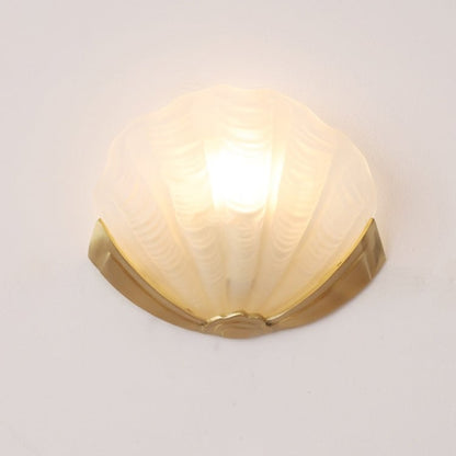 Keaton Modern Art Deco Brass Glass Seashell Wall Sconce