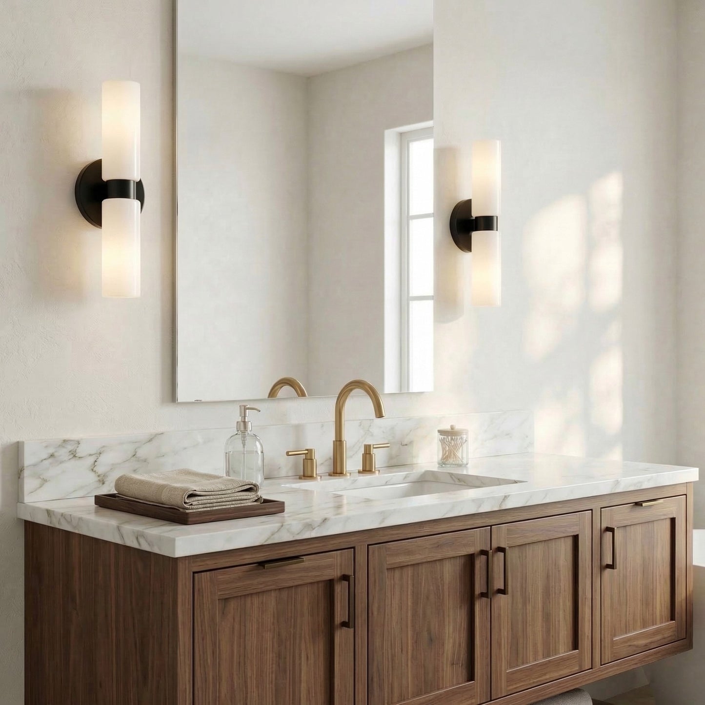 Sinclair Minimalist Glass Double Short Wall Light