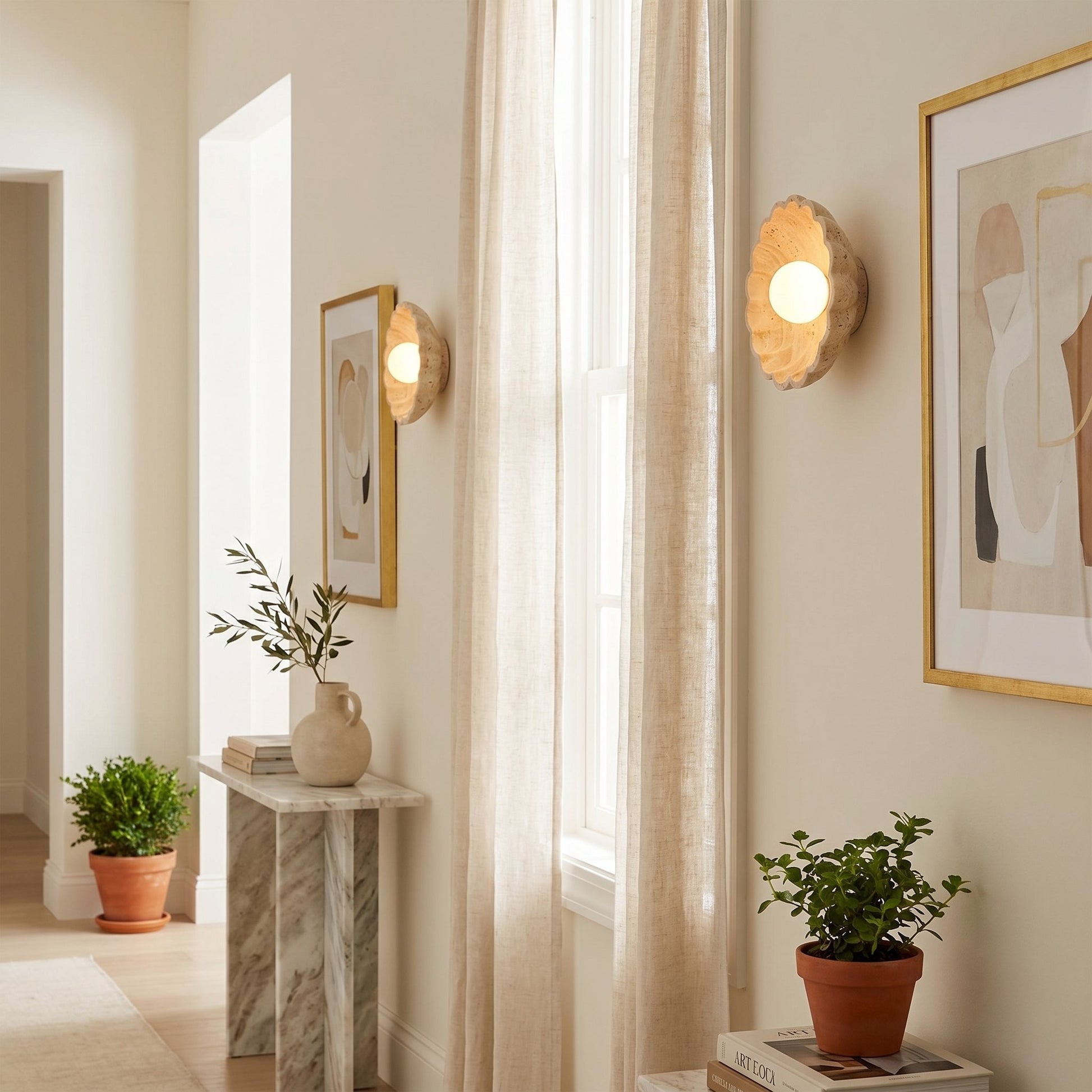 Ailish Modern Travertine Flower-Shaped Wall Lamp