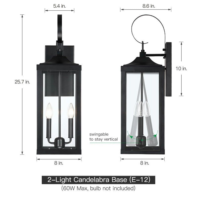 Phelon Large Black Metal Lantern Outdoor Wall Sconce