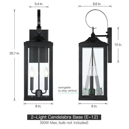 Phelon Large Black Metal Lantern Outdoor Wall Sconce