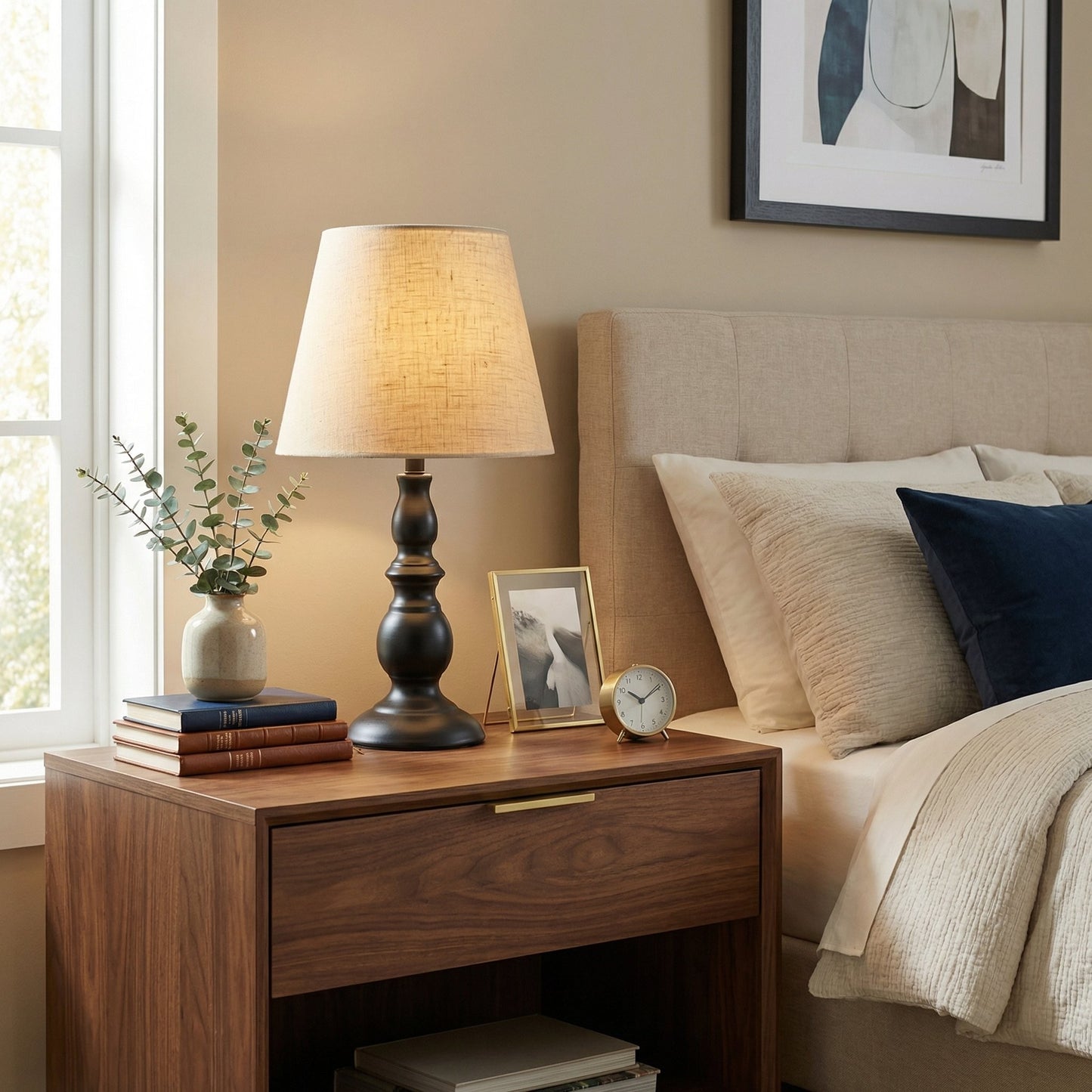 Issac Classic Linen Empire Iron Body Table Lamp