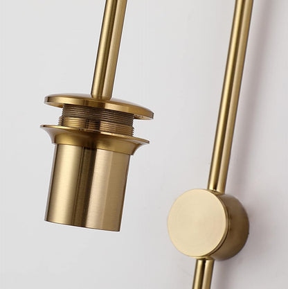 Qorven Minimalist Long Pole Globe Brass Plug In Wall Sconce