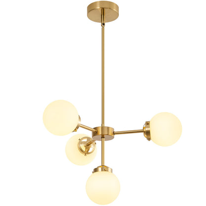 Aelithor 4 Light Opal White Glass Globe Chandelier