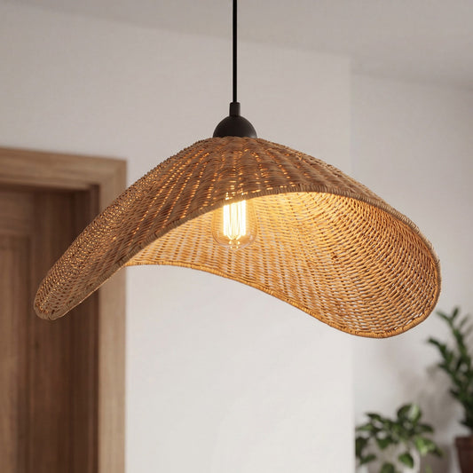 Holli Organic Boho Wicker Rattan Pendant Light