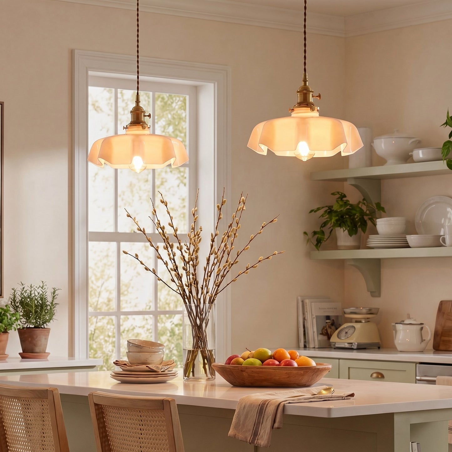 Jovianth French Cream Flower Single Pendant Light