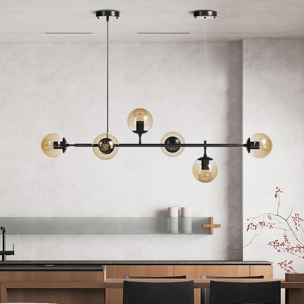 Celestina 6 Light Linear Glass Orb Pendant Light
