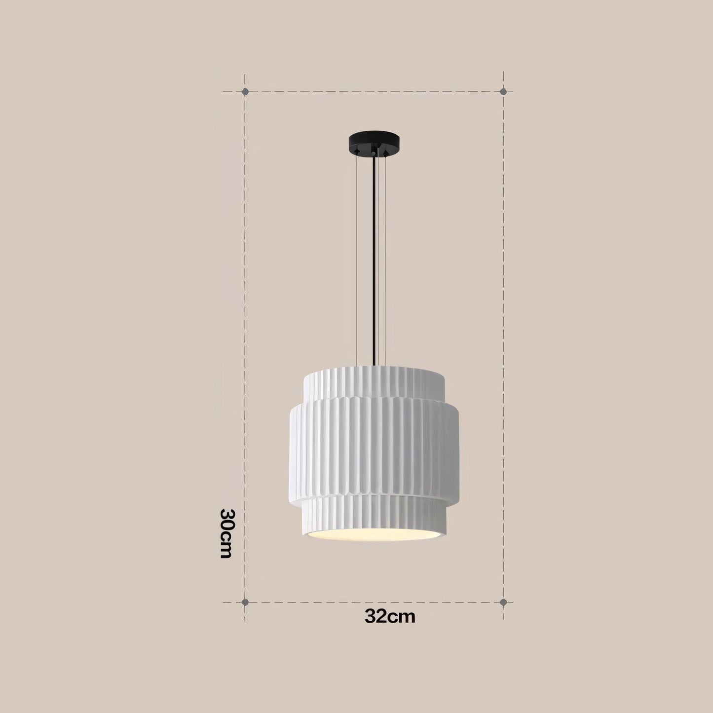 Draxithor Wabi Sabi Fluted Resin Cream Pendant Light