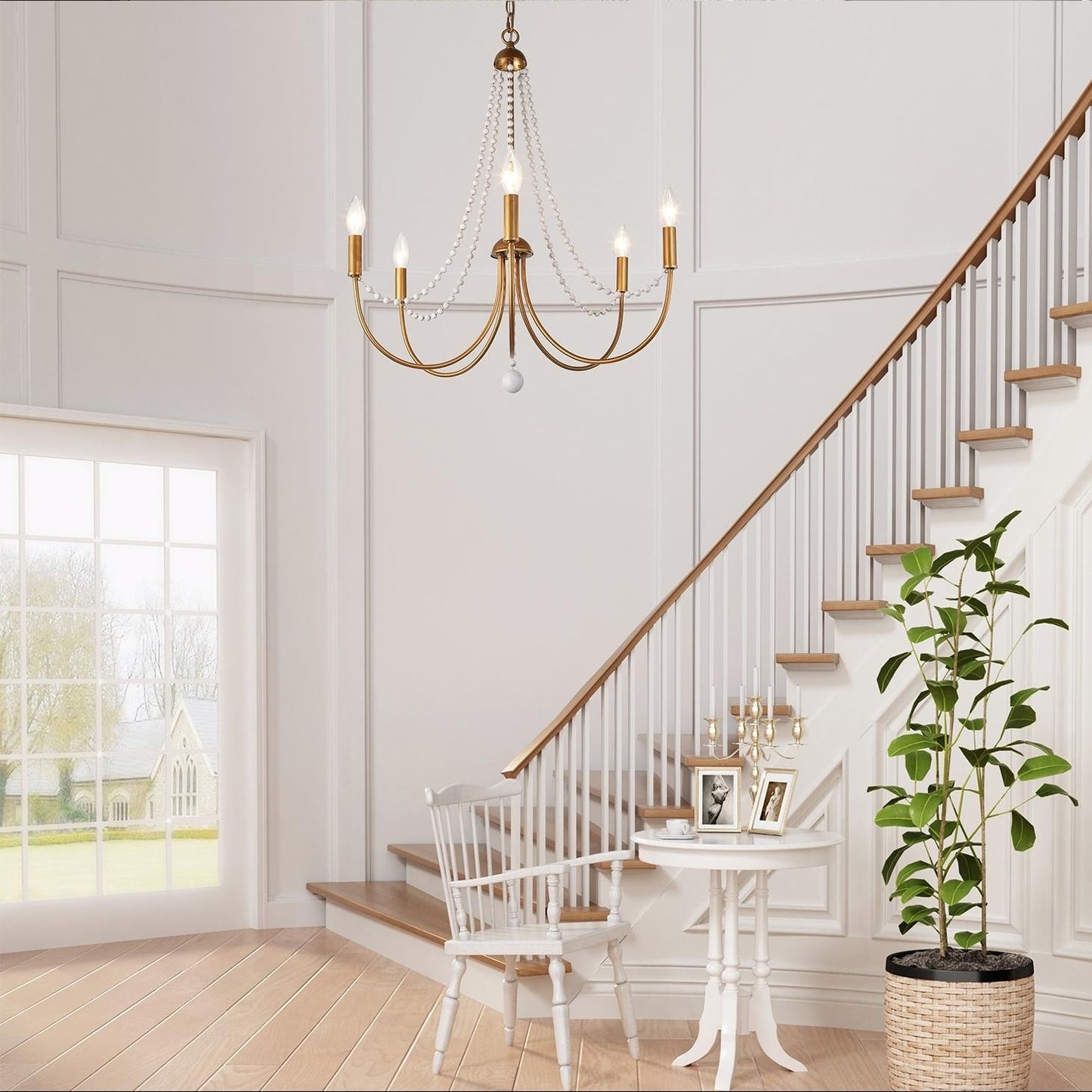 Ophelia French Country 5-Light Wood Beads Branch Chandelier