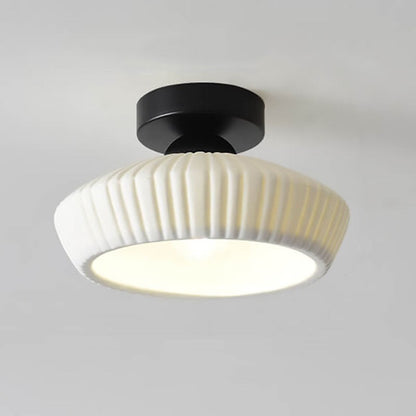 Rethen Light Luxury White Round Textured Ceramic Ceiling Light
