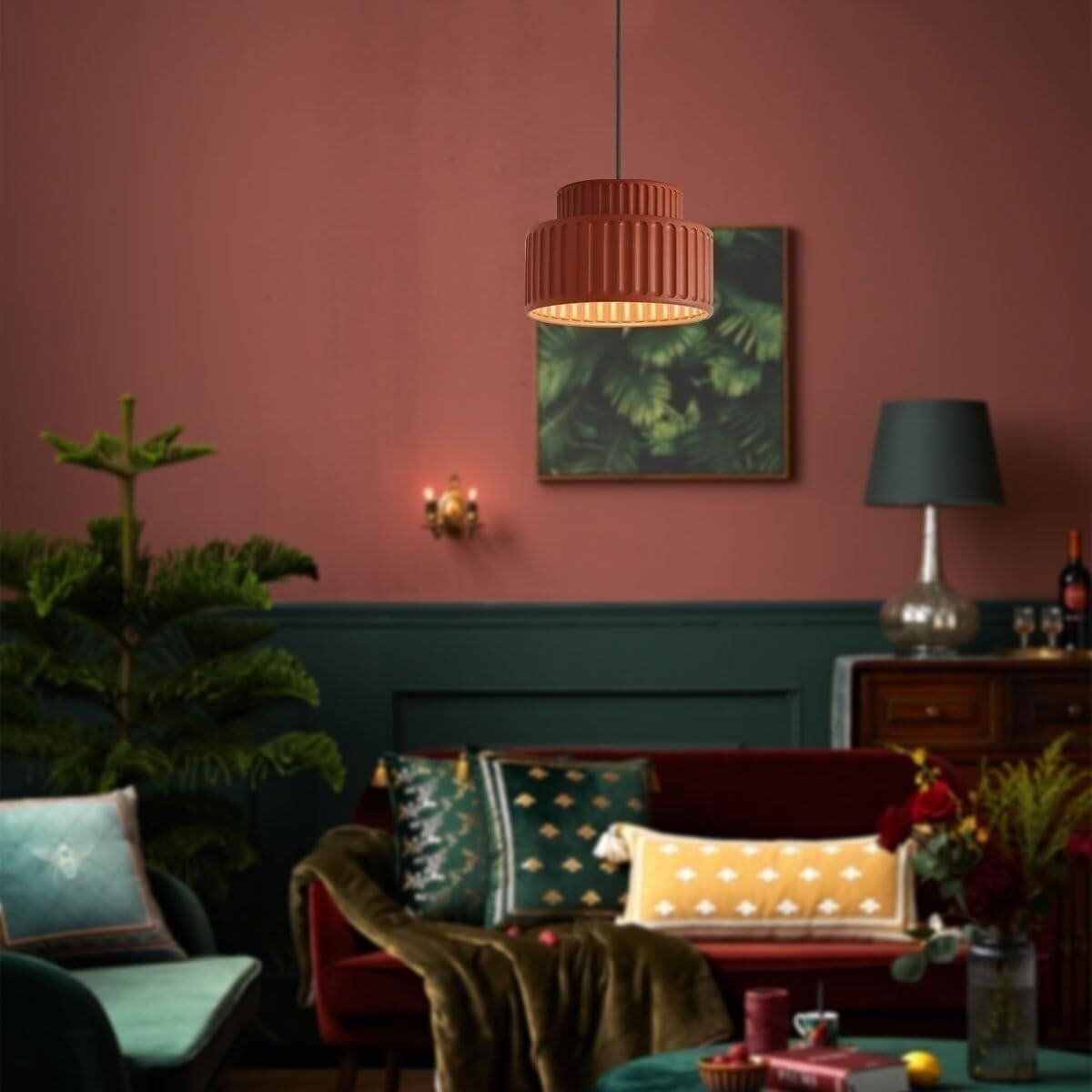 Brisby Striped Frosted Fluted Ceramic Pendant Light