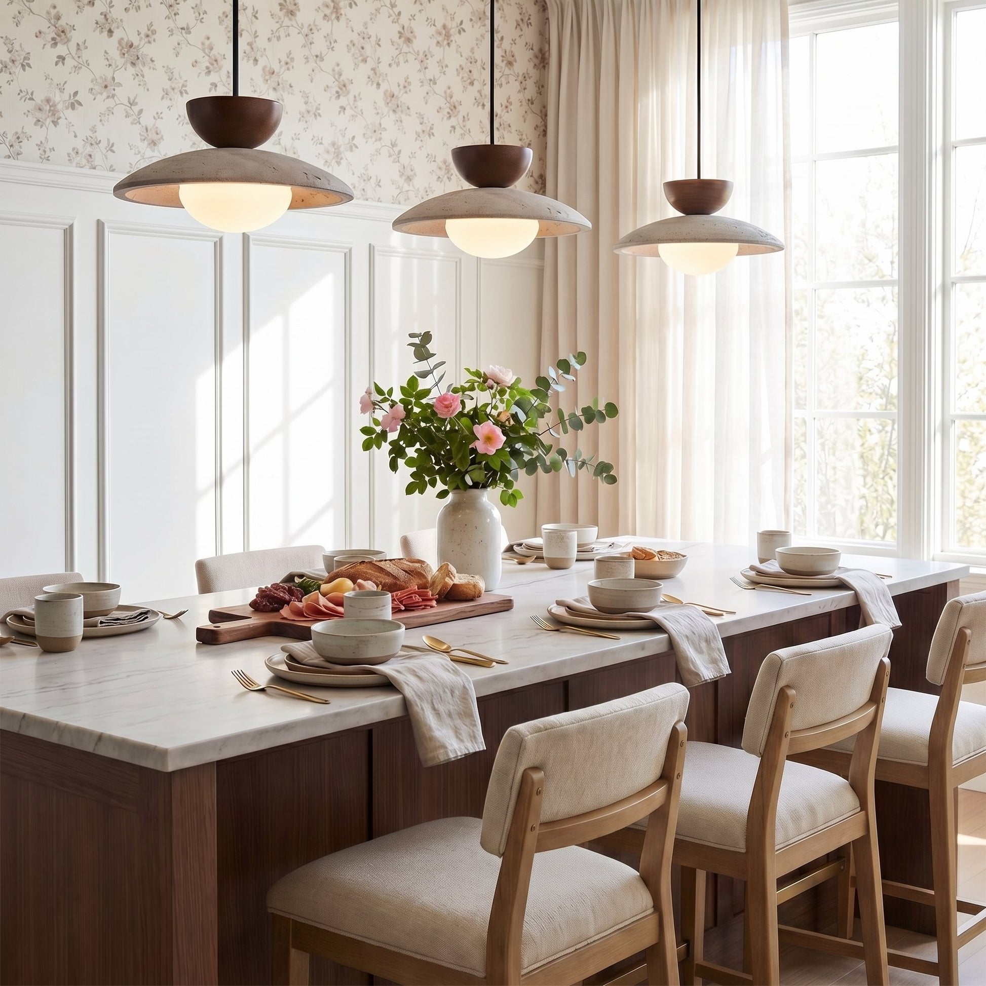 Tilda Modern Wabi-Sabi Travertine Dome Pendant Light