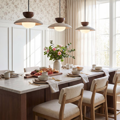 Tilda Modern Wabi-Sabi Travertine Dome Pendant Light