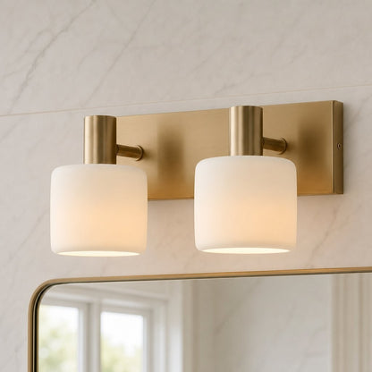 Aura Modern Brass Cylinder Porcelain Wall Sconce