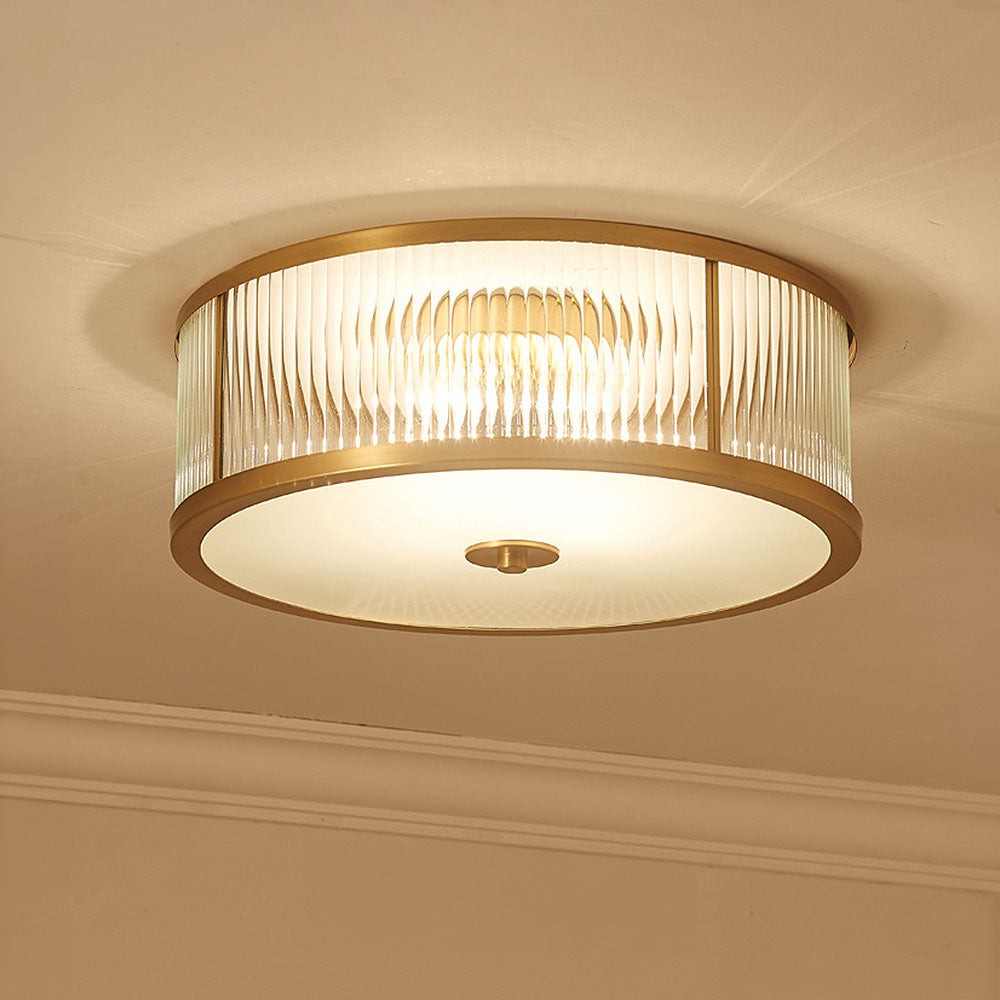 Lavra Brass Round Frosted Glass Ceiling Light
