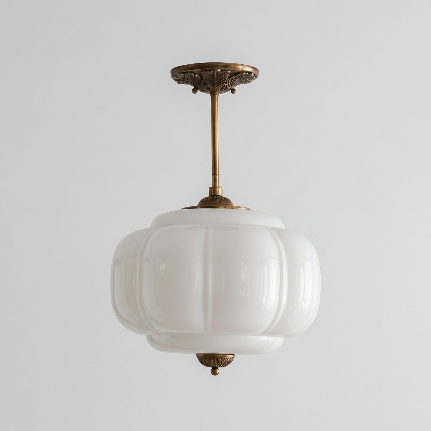 Vortan Antique Brass Green Glass Semi-Flush Mount Eloise Pendant Lamp