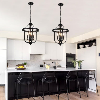 Richardson Industrial Black Wrought Iron Cage Pendant Light