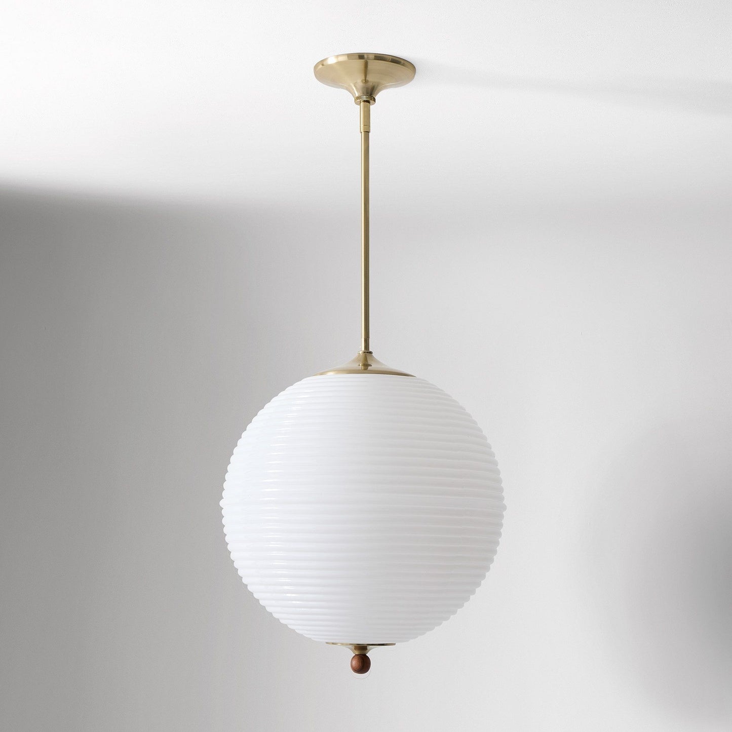Xan Retro White Globe Ribbed Glass Pendant Light