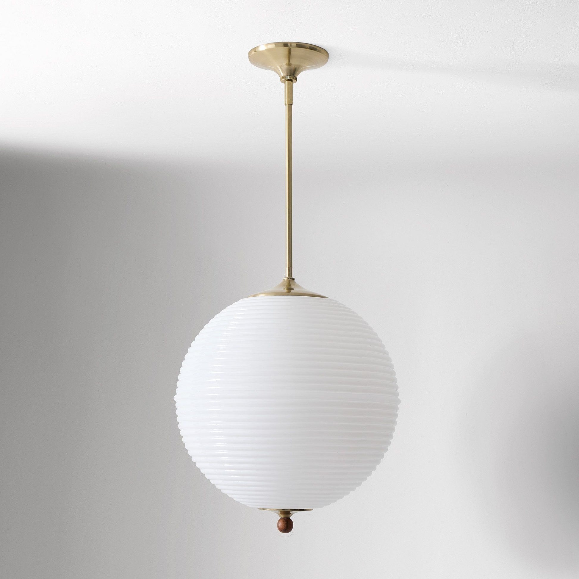 Xan Retro White Globe Ribbed Glass Pendant Light