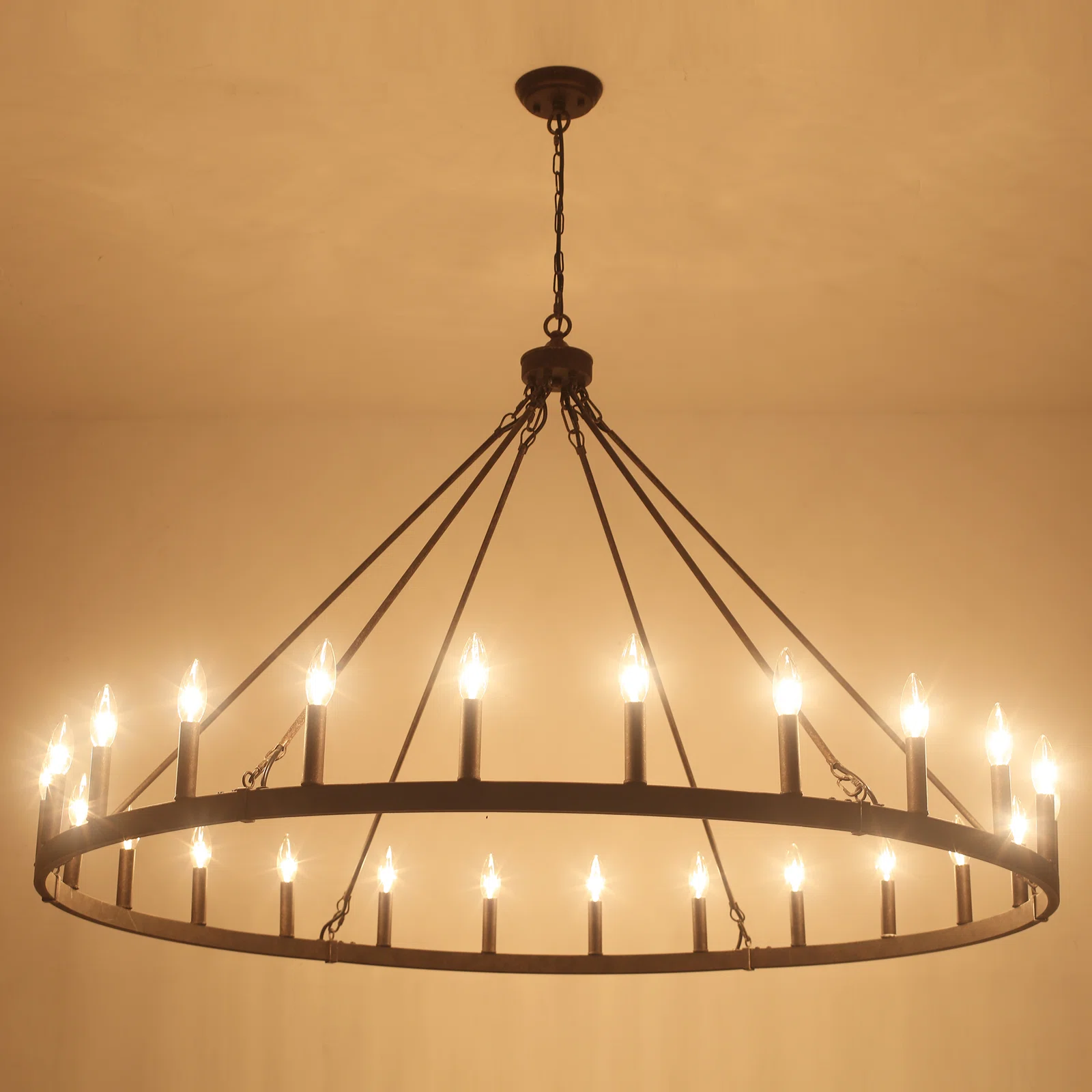 Raeth Farmhouse 24 Lights Wagon Wheel Candle Style Chandelier