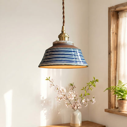 Hussein Vintage Hand-painted Ceramic Pendant Light