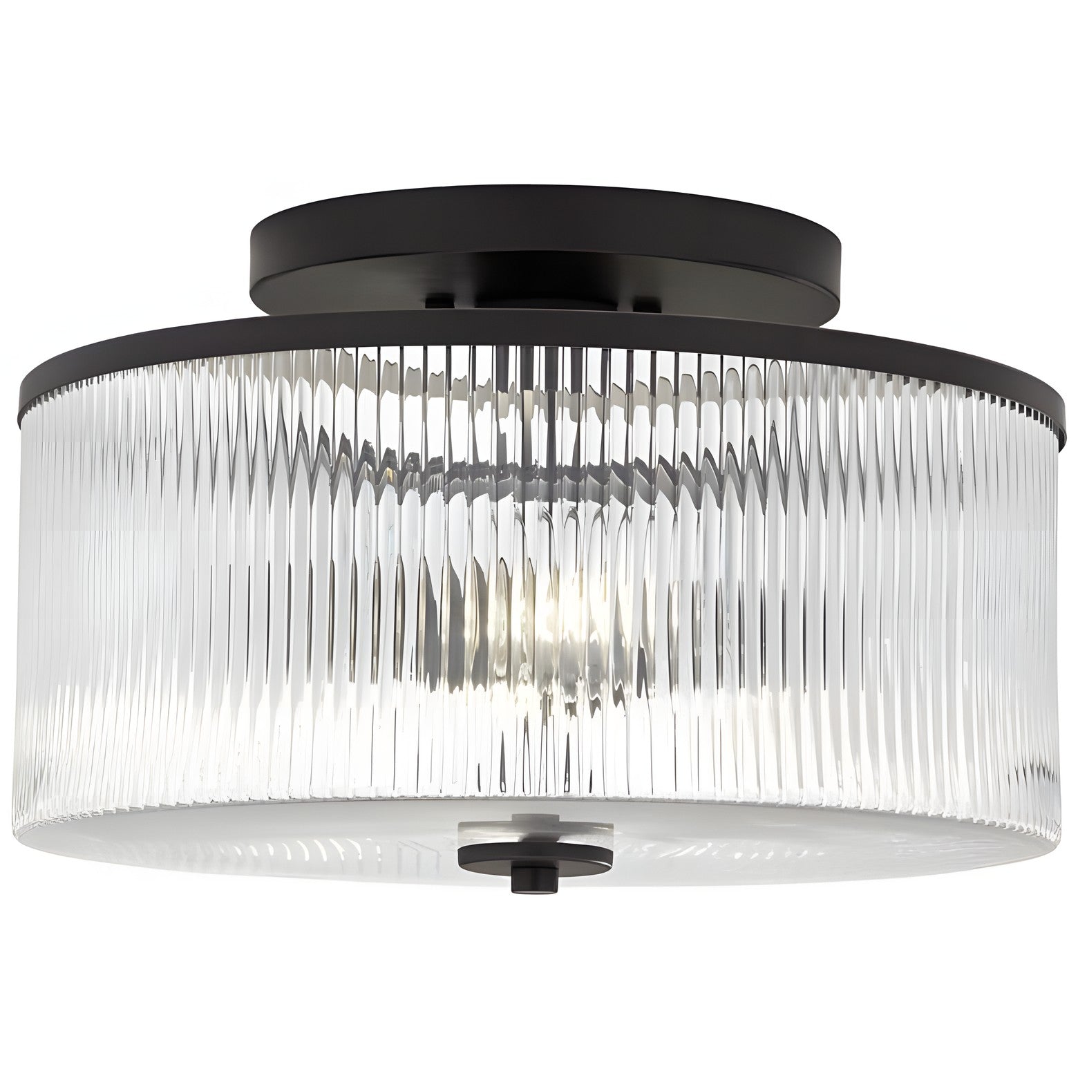Claude Farmhouse Striped Glass Drum Ceiling Light