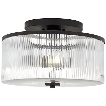 Claude Farmhouse Striped Glass Drum Ceiling Light
