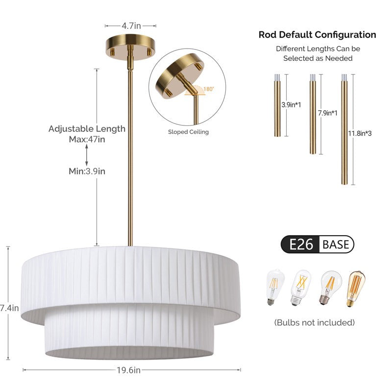Elaraine Pleated Fabric Circular Drum Shade Chandelier