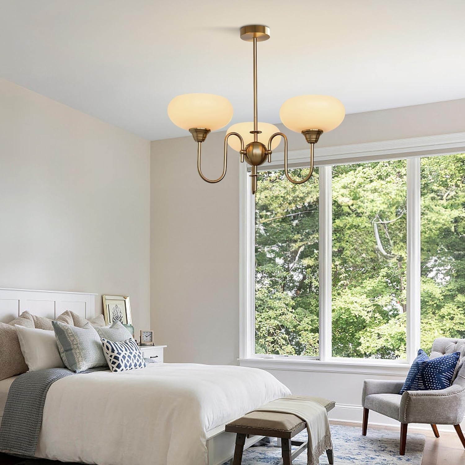 Luna Cream White Bubble Glass Chandelier